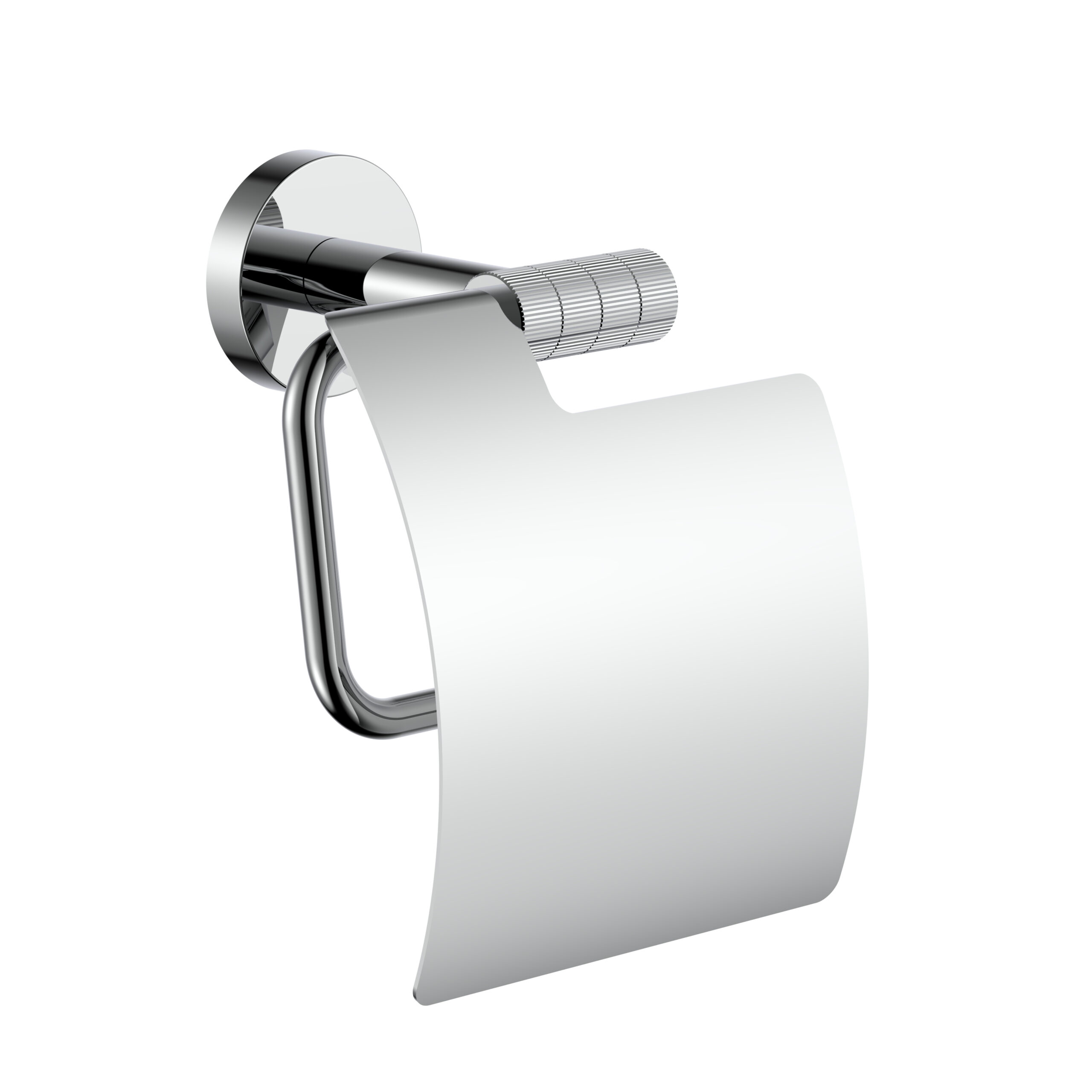 prm8805-c-3.jpg STRIA TOILET ROLL HOLDER WITH LID – REFINED RIBBED STRUCTURE – CHROME - Image 1