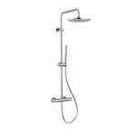 STRIA RAIN SHOWER SET – THERMOSTATIC – COOL TOUCH – 30 CM OVERHEAD SHOWER HEAD – EXPOSED INSTALLATION – REFINED RIBBED KNOBS – CHROME
